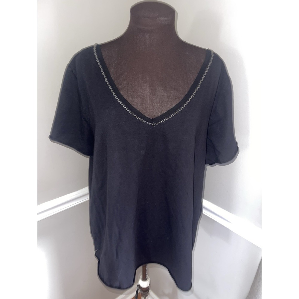 Lane Bryant V‎ Neck Sequins Black Shirt Plus Size 22/24